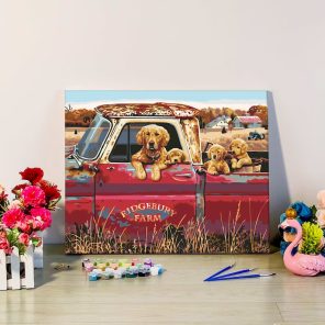 Custom Dog in a car Painting