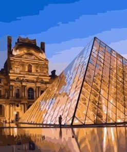Louvre Pyramid Paris paint by numbers