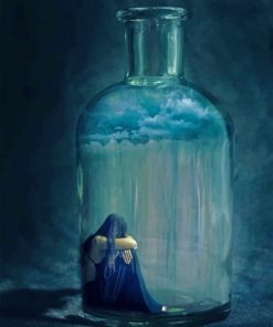 Sad Woman In A Glass Bottle Paint by numbers