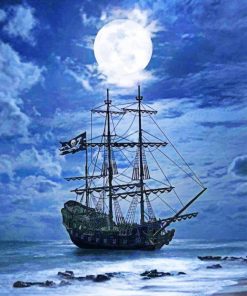 Pirate ship moonlight paint by number