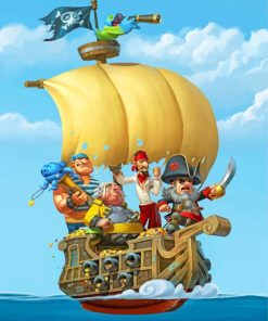 Cartoon pirate ship paint by numbers