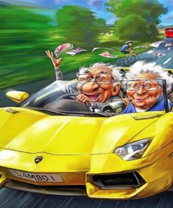 Old Couple In Car Paint by numbers