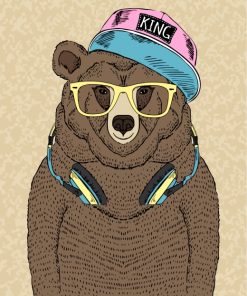 Bear With Headphones Paint by numbers
