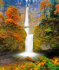 Autumn Multnomah Falls paint by numbers