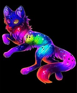 Colorful Neon Wolf paint by numbers