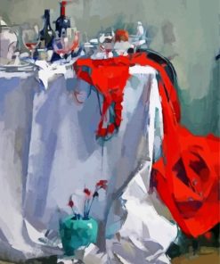 Red Dress On Table Art paint by numbers