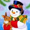 Snowman With Bird Sand Animals paint by numbers