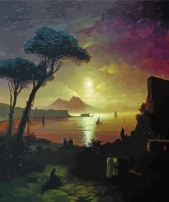 The Bay Of Naples At Moonlit Night paint by numbers