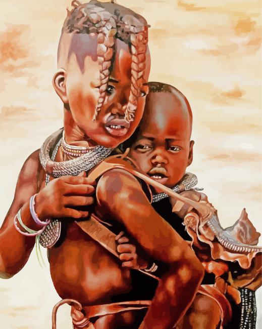 Two African Children Paint By Numbers 