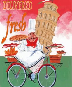 Italian Chef On A Bicycle paint by numbers