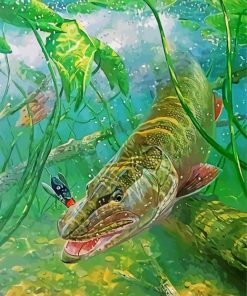Muskie Fish Art paint by numbers