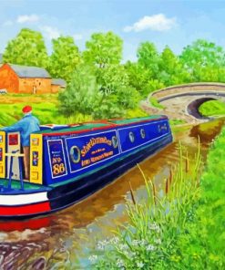 Wboat In Canal paint by numbers