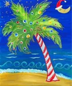 Palm Trees And Moon Christmas paint by numbers
