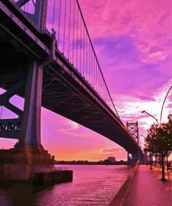 Benjamin Franklin Bridge Sunset paint by numbers