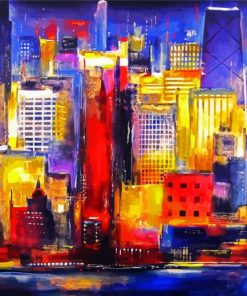 Colorful Abstract Buildings paint by numbers