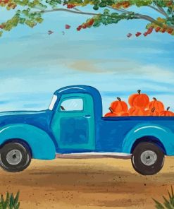 Fall With Blue Truck paint by number