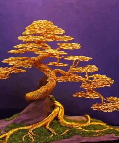 Golden Metal Tree paint by numbers