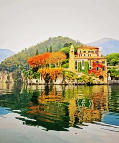 IItalian Villa On The Lake Landscape paint by numbers