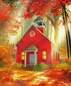 Little Red Schoolhouse paint by numbers