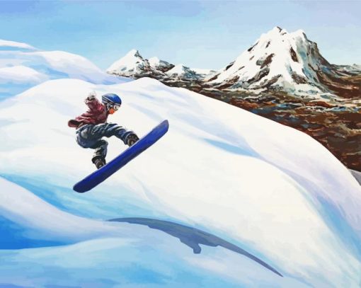 Mountains Snow Boarding paint by number