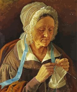 Old Woman Crocheting paint by numbers