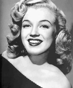 Portrait OF Young Marilyn Monroe Black And White paint by numbers