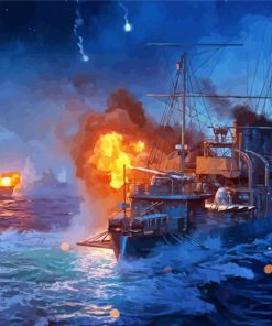 Sea Battles At Night paint by number