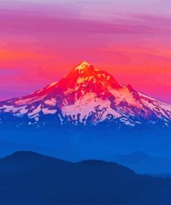 Snow Mountains Red Sunset paint by numbers