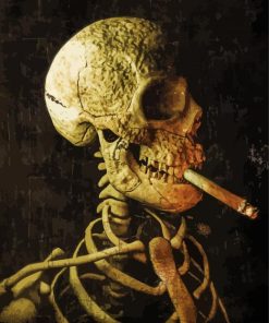 Vintage Skull With Cigarette paint by numbers