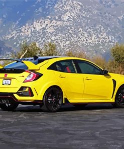 Yellow Honda Civic paint by numbers