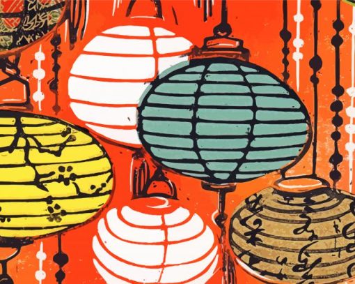 Abstract Vietnamese Lanterns paint by number