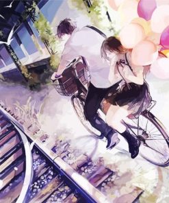 Anime Couple On Bicycle paint by numbers