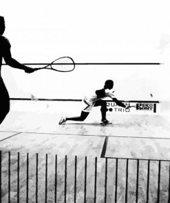 Squash Sport Players Silhouette paint by numbers