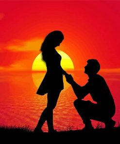 Sunset Couple Silhouette paint by number