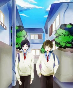 Anime Boys Walking To School paint by numbers