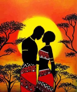 Black Tribal Couple paint by numbers