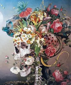 Bloom Skull Flowers paint by numbers