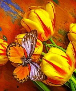 Butterfly And Tulips paint by numbers