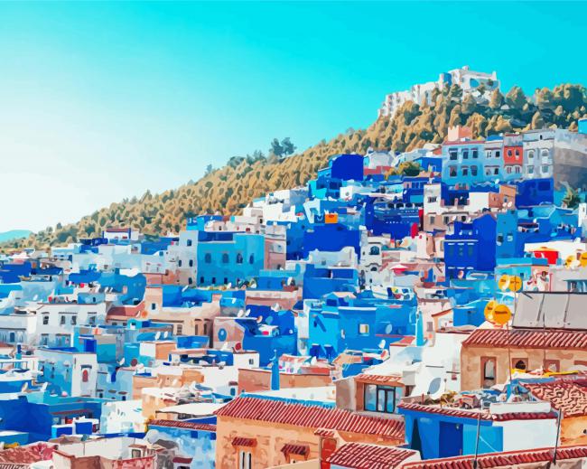 Chefchaouen Blue Houses Paint By Numbers