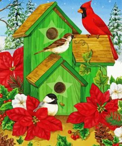 Christmas Birdhouse paint by numbers