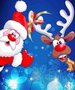 Christmas Santa And Rudolph paint by numbers