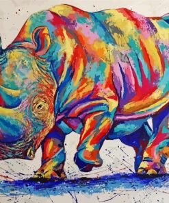 Colorful Rhino Art paint by numbers