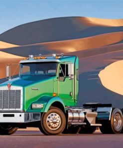 Green Truck In Desert paint by numbers