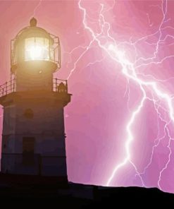 Lighthouse With Lightning Bolt paint by numbers