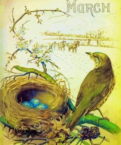March Bird By Edith Holden paint by numbers