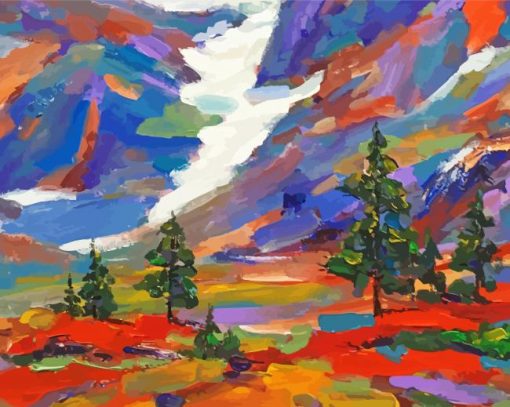 Abstract Autumn Mountain paint by numbers