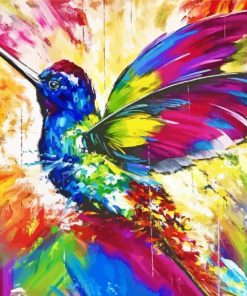 Abstract Rainbow Hummingbird paint by numbers