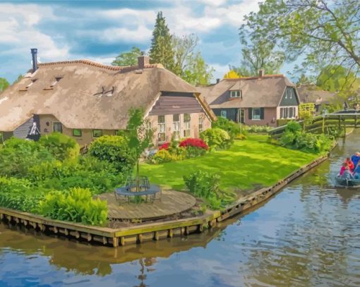 Aesthetic Giethoorn paint by numbers