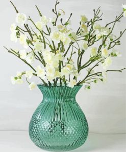Aesthetic Green Vase Of Flowers paint by numbers