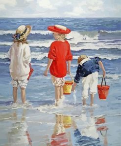 Aesthetic Kids Play By Seaside paint by numbers